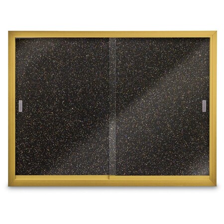 United Visual Products Sliding Door Indoor Enclosed Corkboard, 7 UV9027ACS-WHITE-DRKSPR